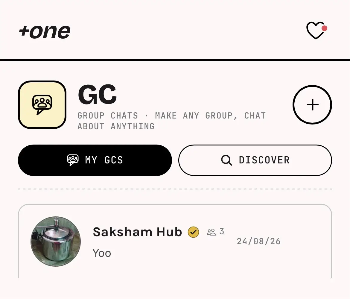 Plus One conversation screen featuring typing indicators, read receipts, and disappearing messages